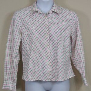 Lands End Pink and Green Plaid Buttondown sz 16